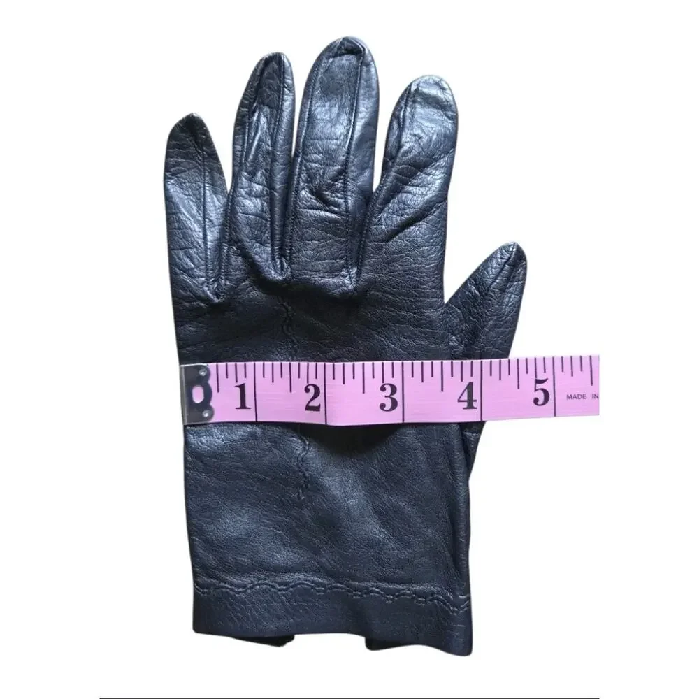 El Corte Inglés VTG Black Leather Gloves Made in Spain Womens Minimalist Classic